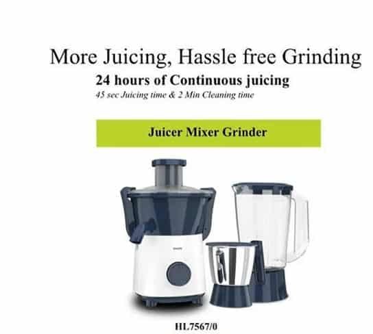 PHILIPS Juicer Mixer Grinder HL7567/00, 500 Watts 2 Jar